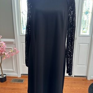 Tommy Hilfiger Black Lace & Knit Women's Dress